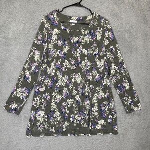 J Jill womens long sleeve floral top tunic garden fairy stretch boho casual XL